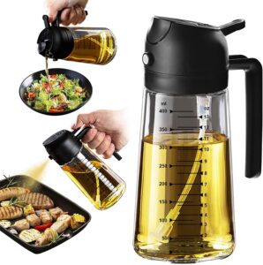 TrendPlain 16oz-470ml Glass Olive Oil Sprayer for Cooking 2 in 1 Olive Oil Dispenser Bottle 0