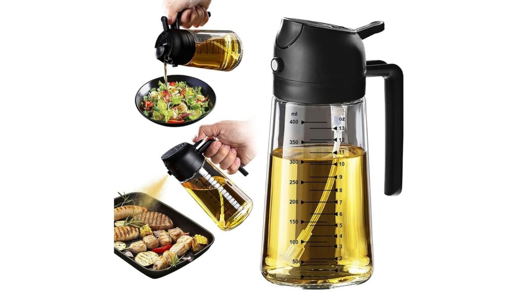 TrendPlain 16oz-470ml Glass Olive Oil Sprayer for Cooking 2 in 1 Olive Oil Dispenser Bottle 0 resized