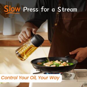 TrendPlain 16oz-470ml Glass Olive Oil Sprayer for Cooking 2 in 1 Olive Oil Dispenser Bottle 2