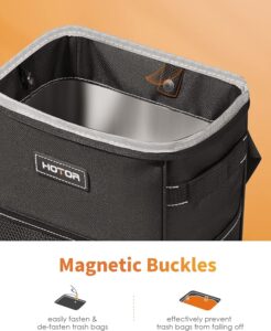 HOTOR Car Trash Can with Lid and Storage Pockets - 100_ Leak-Proof Organizer, Waterproof Garbage Can, Multipurpose Trash Bin for Car, 2 Gallons, Black 4